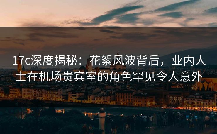 17c深度揭秘：花絮风波背后，业内人士在机场贵宾室的角色罕见令人意外