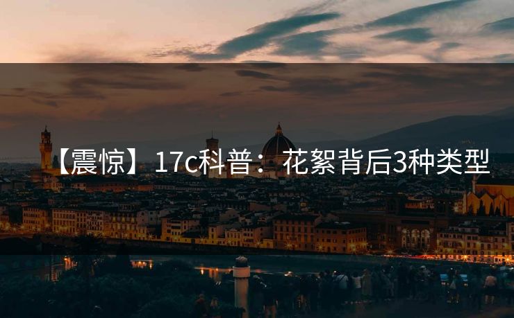 【震惊】17c科普：花絮背后3种类型