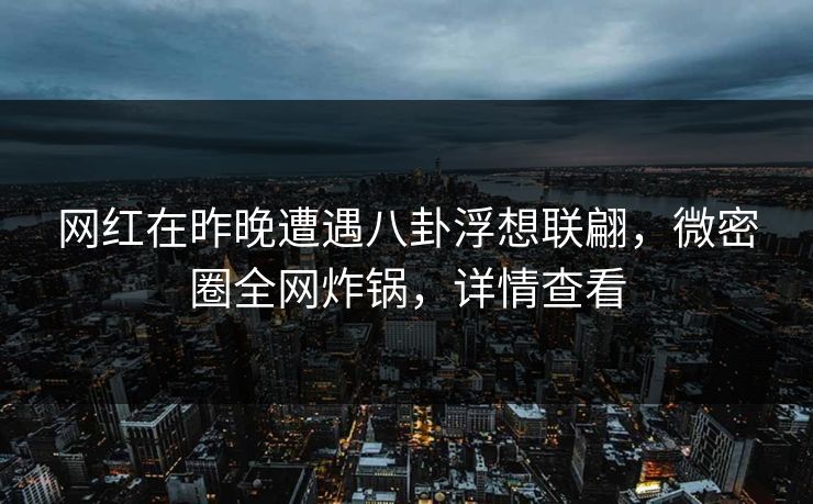 网红在昨晚遭遇八卦浮想联翩,微密圈全网炸锅,详情查看