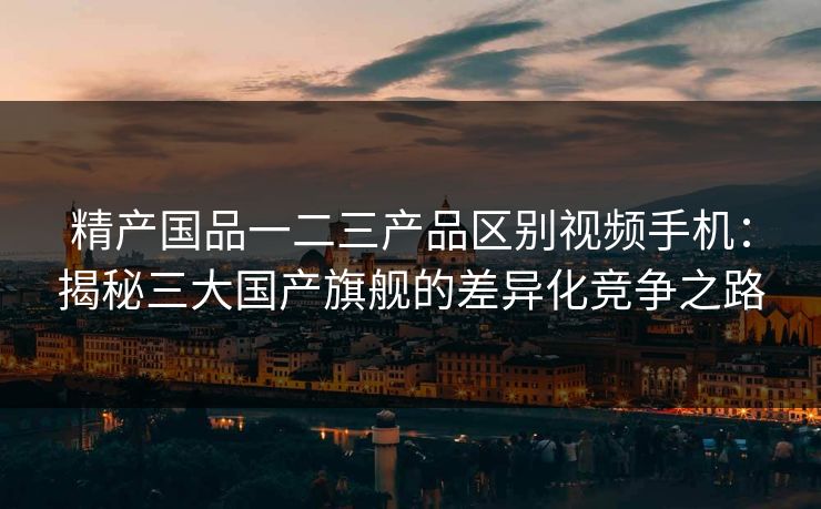 精产国品一二三产品区别视频手机:揭秘三大国产旗舰的差异化竞争之路 精产国品一二三产品区别视频手机:揭秘三大国产旗舰的差异化竞争之路